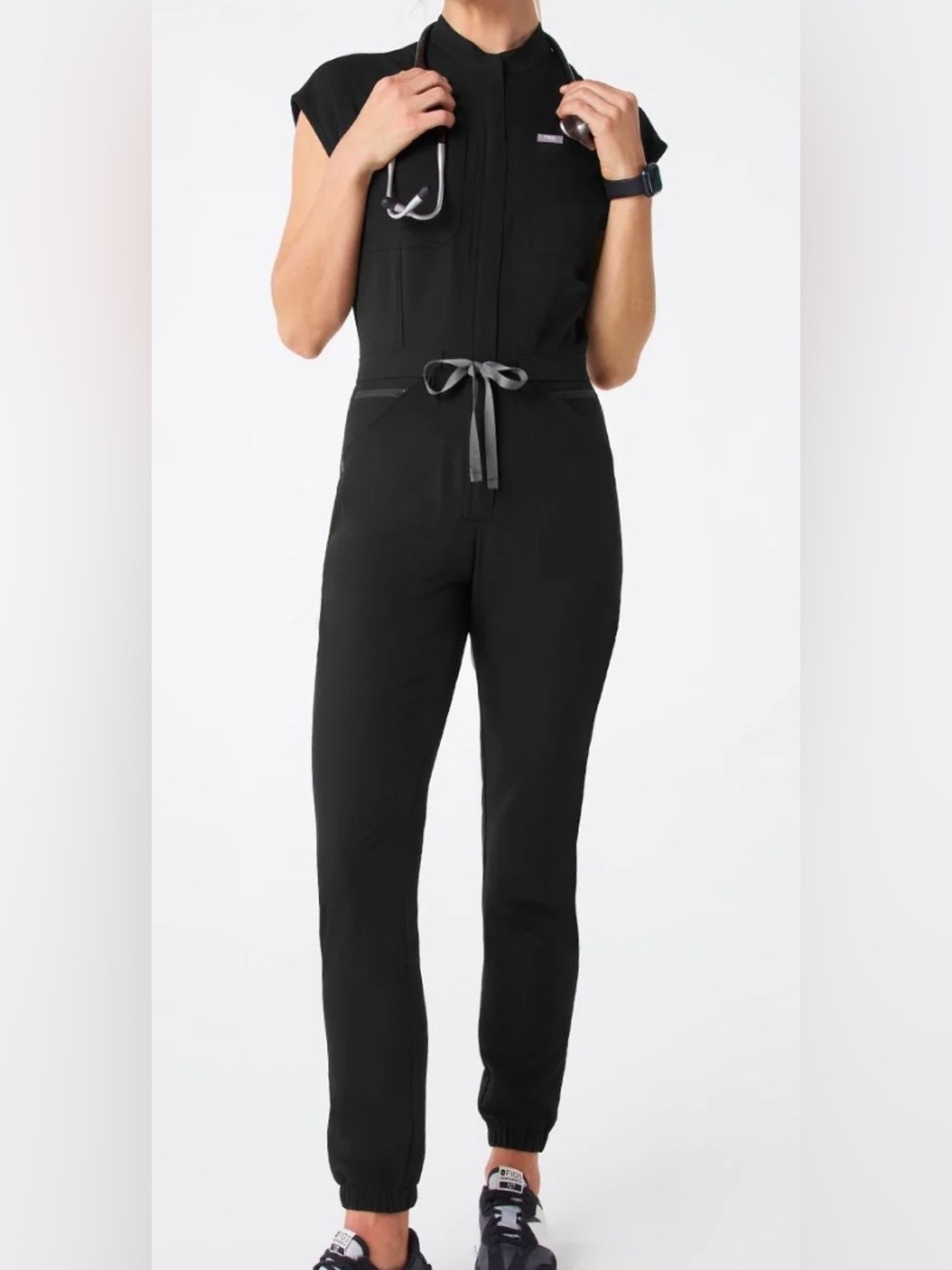 Figs Rafaela Jogger Scrubs Jumpsuit Color Black Size Small Petite